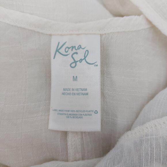 Kona Sol Cover Up Plum Purple Tassel Trim Boho Embroidered M - Picture 3 of 16